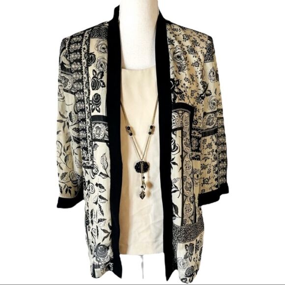 R&M Richards One Pc Jacket/Blouse w/ necklace Sz 8 - Picture 1 of 15